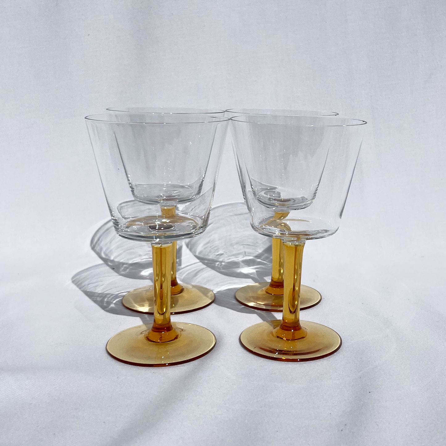 Vintage golden-stem wine glasses