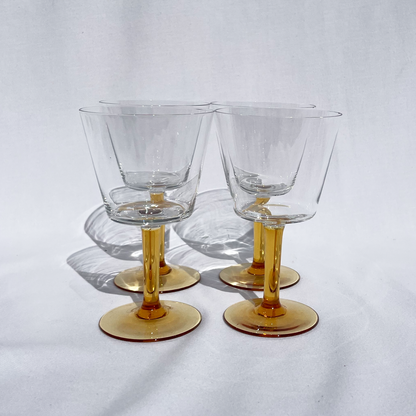 Vintage golden-stem wine glasses