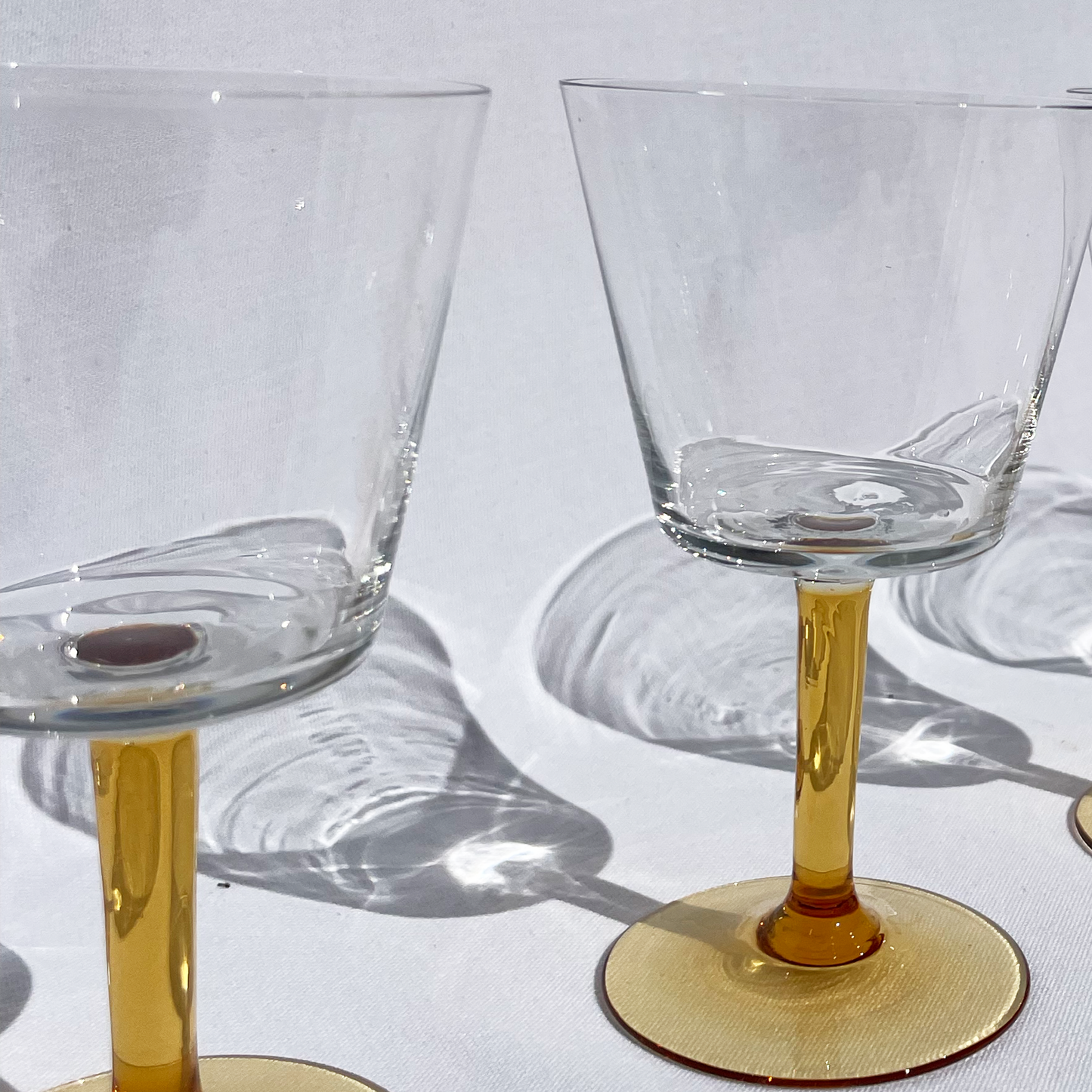 Vintage golden-stem wine glasses