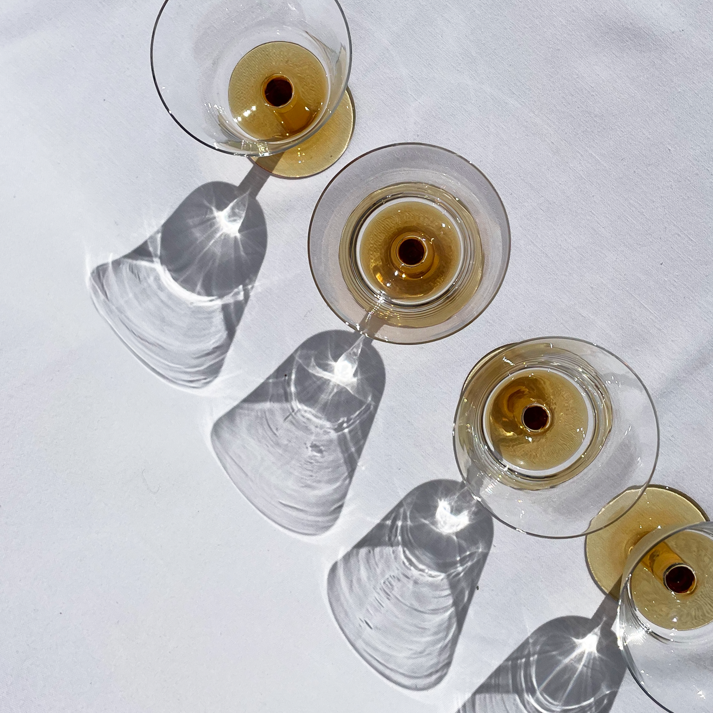 Vintage golden-stem wine glasses