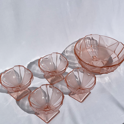 French Arcoroc candy pink dessert bowls and x4 sundae bowls