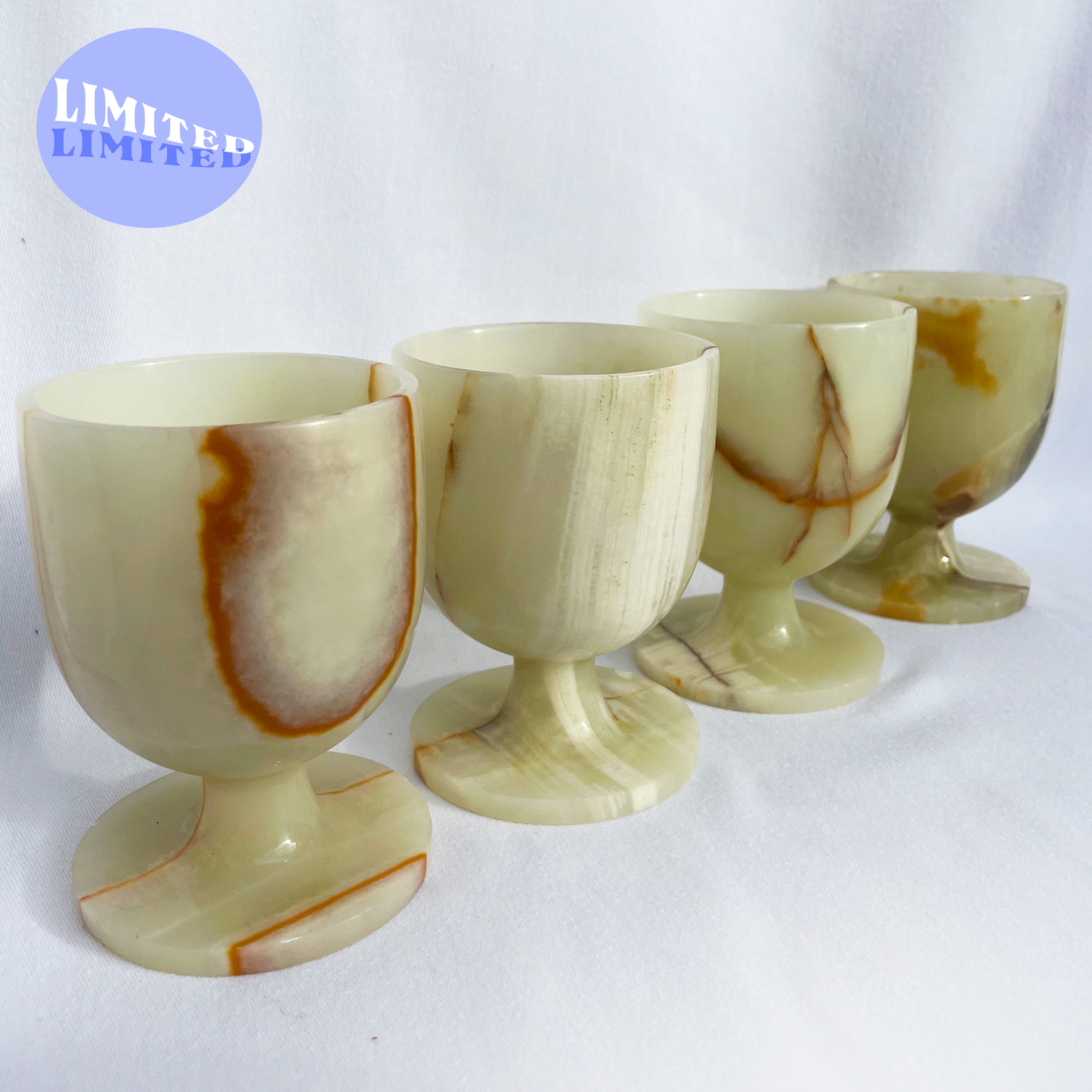 Marble Onyx amber/pink/white wine goblets