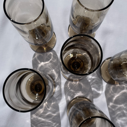 Small smokey vintage wine glasses
